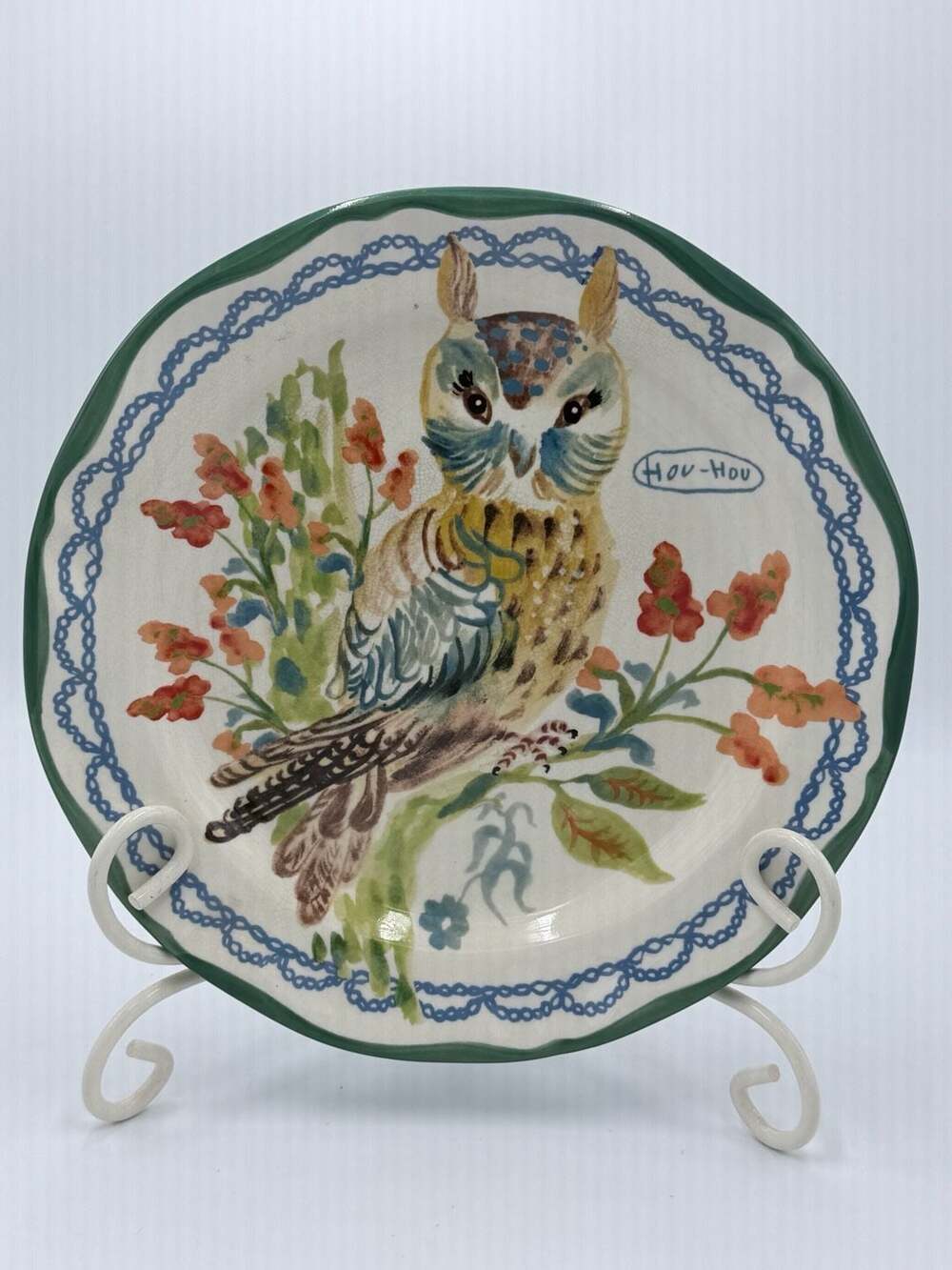 Anthropologie Nathalie Lete art pottery Hou Hou Owl 10" Plate Dish Replacement